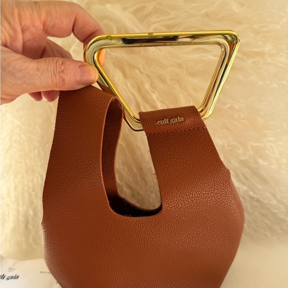Cult Gaia Brown Leather Bag with Gold Handle - Picture 2 of 15